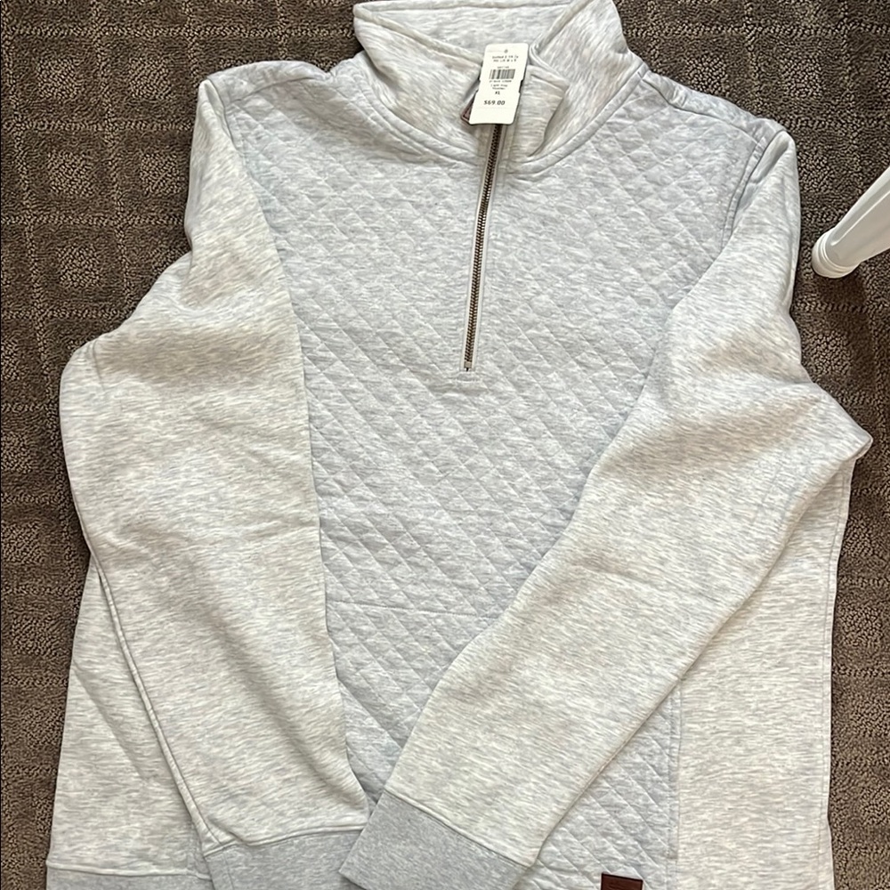 LLBEAN Quilted Quarter- Zip Pullover 

Grey - XL